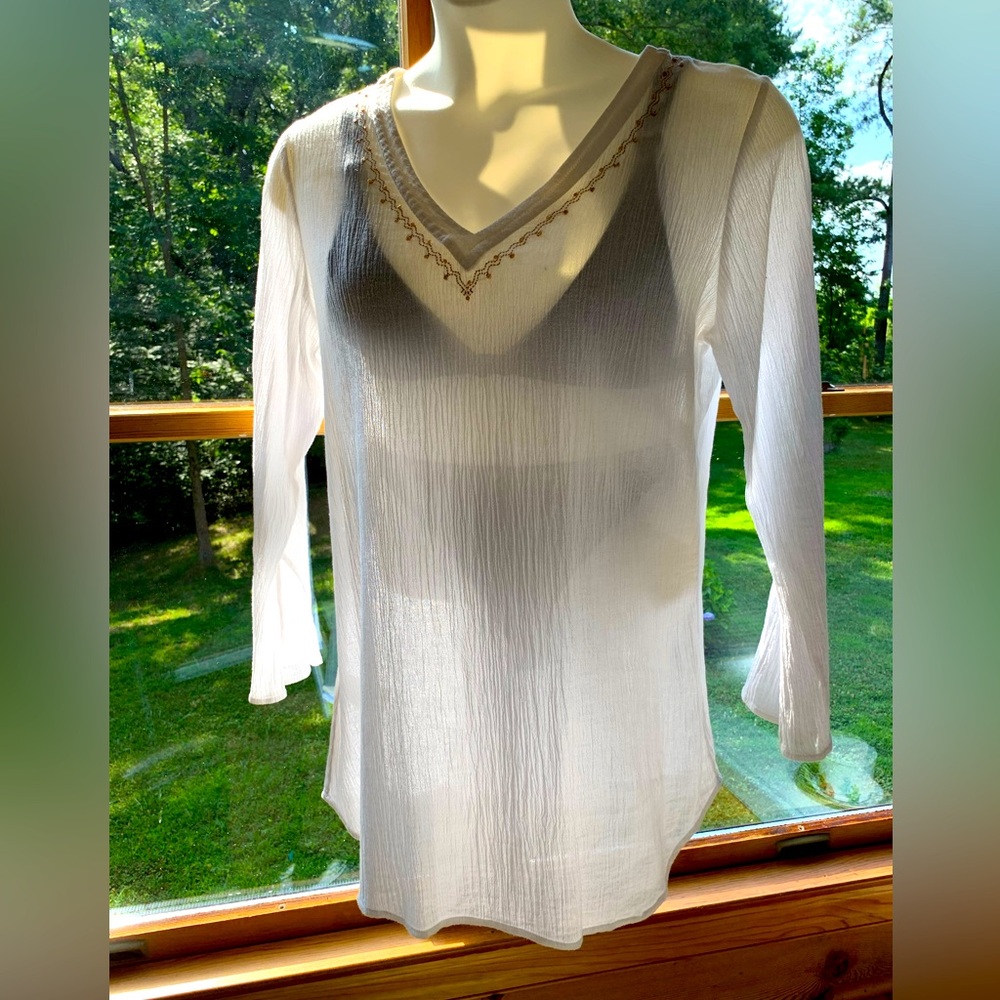 Eddie Bauer Women’s Size Large Mini Cover-up Cotton Crinkle Gauze Dress in EUC